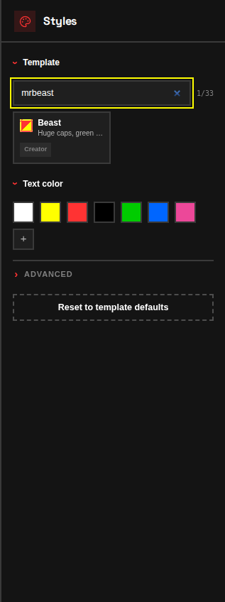 Search for the template instead of scrolling through the full library.