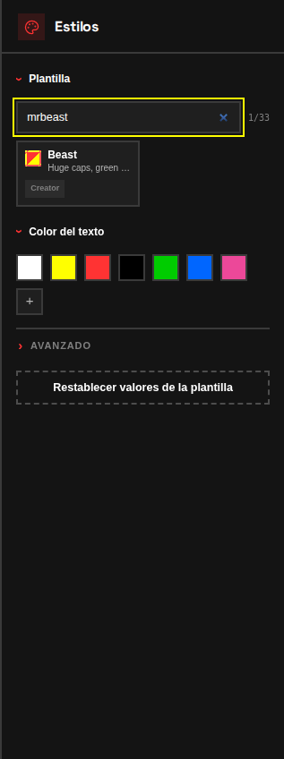 Usa la búsqueda para no recorrer toda la biblioteca de estilos.