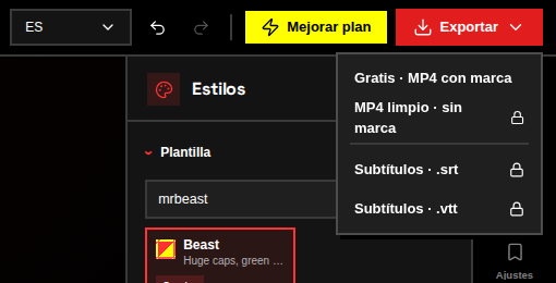 Prueba primero el MP4 gratuito con marca o exporta limpio cuando esté listo para publicar.