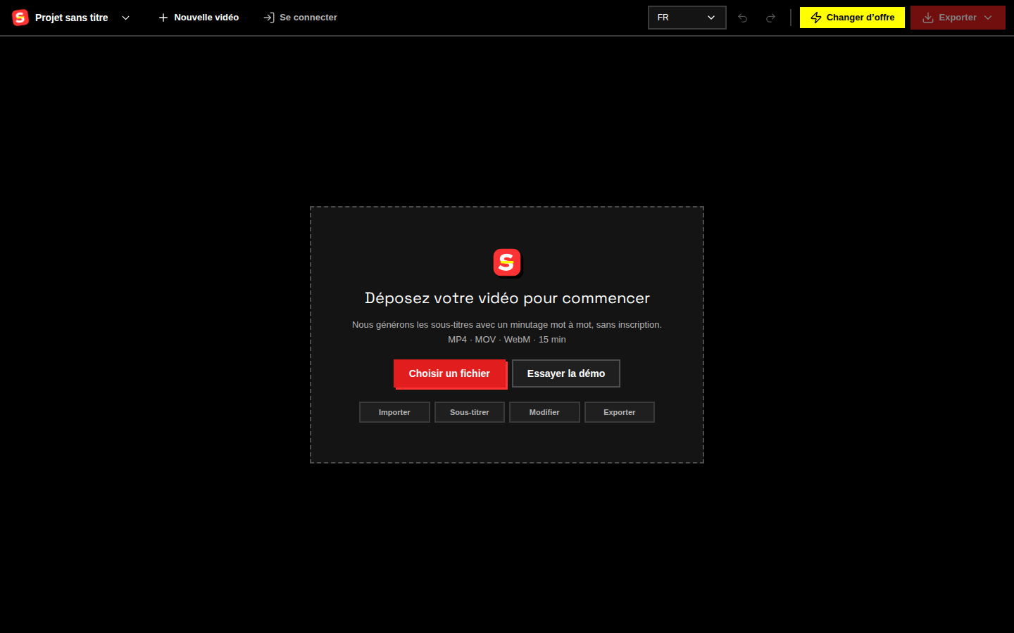 Commencez avec votre clip ou suivez le guide grâce à la démo intégrée.